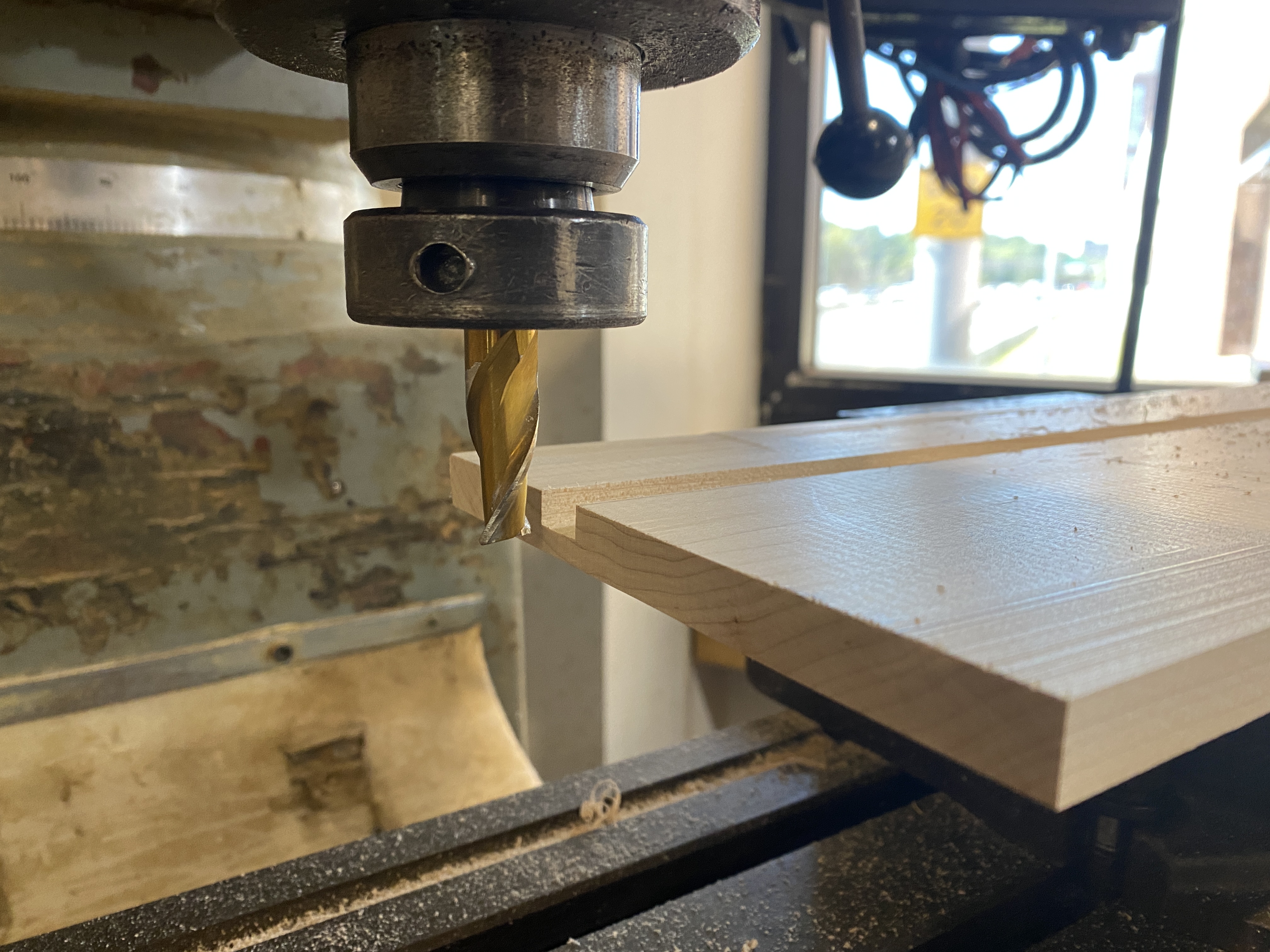 Image of Making the table top indents using a manual mill